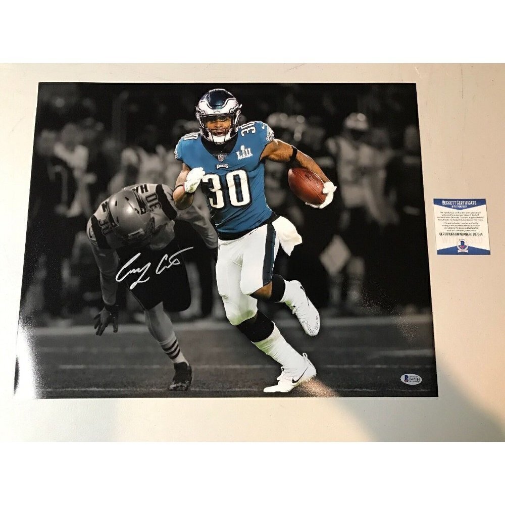 Corey Clement Autograph Signed Eagles Super Bowl LII 16x20 Photo Beckett